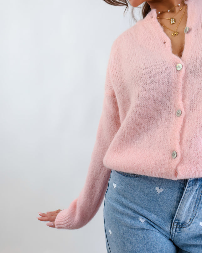 ★ Premium Alpaka Strickjacke Rosé