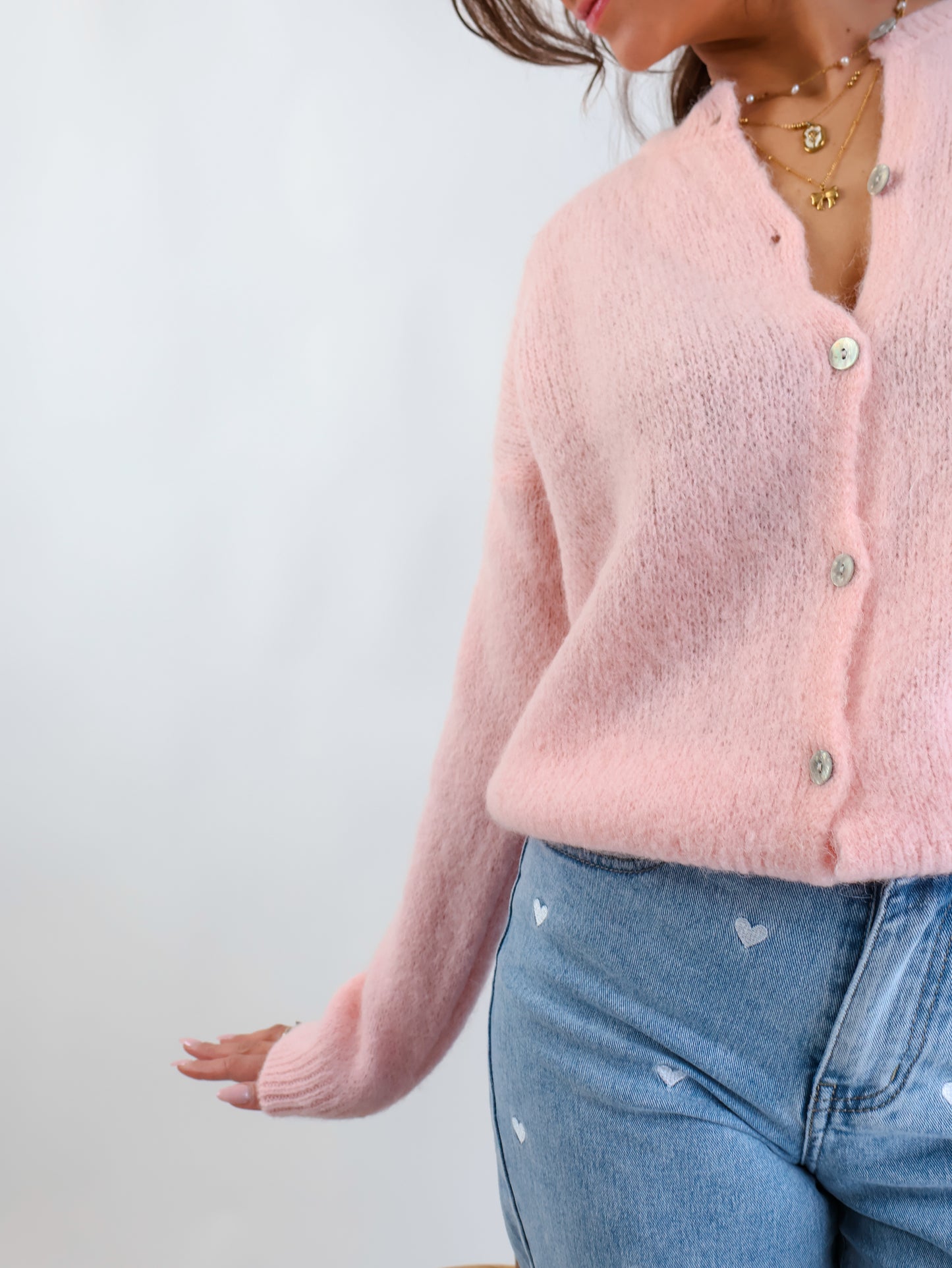 ★ Premium Alpaka Strickjacke Rosé