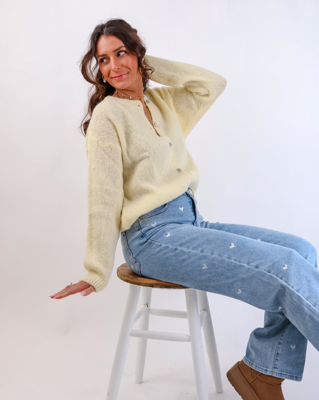 ★ Premium Alpaka Strickjacke Citrus