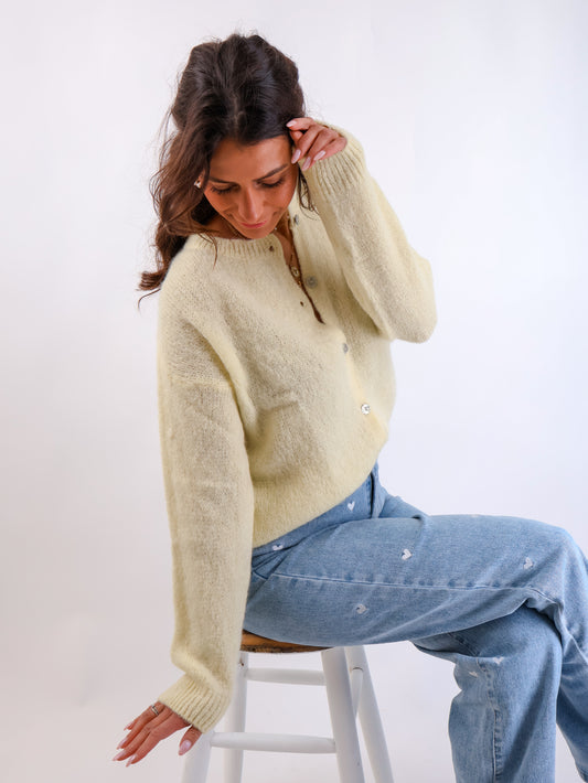 ★ Premium Alpaka Strickjacke Citrus