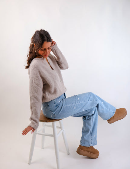 ★ Premium Alpaka Strickjacke Beige