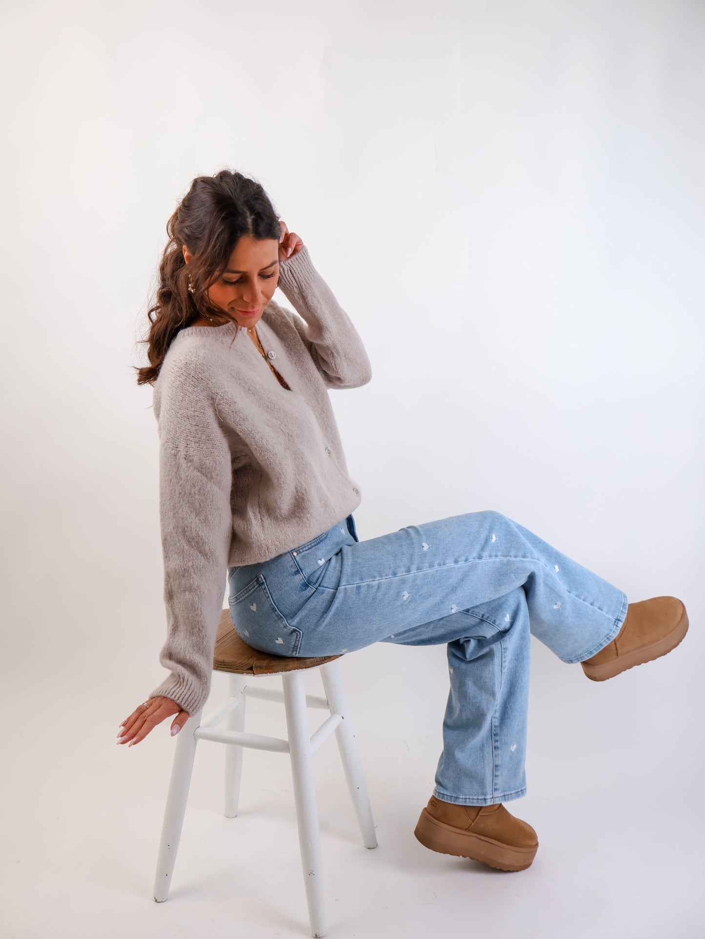 ★ Premium Alpaka Strickjacke Beige