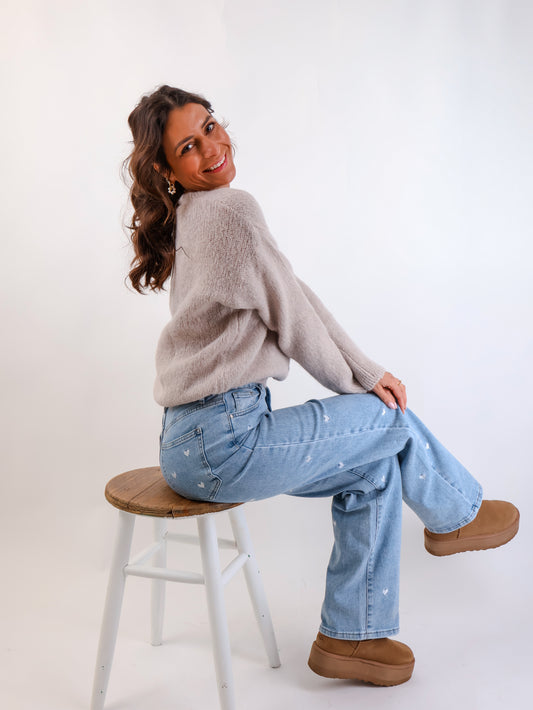 ★ Premium Alpaka Strickjacke Beige