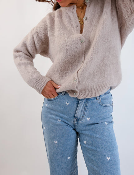 ★ Premium Alpaka Strickjacke Beige