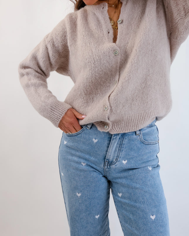 ★ Premium Alpaka Strickjacke Beige