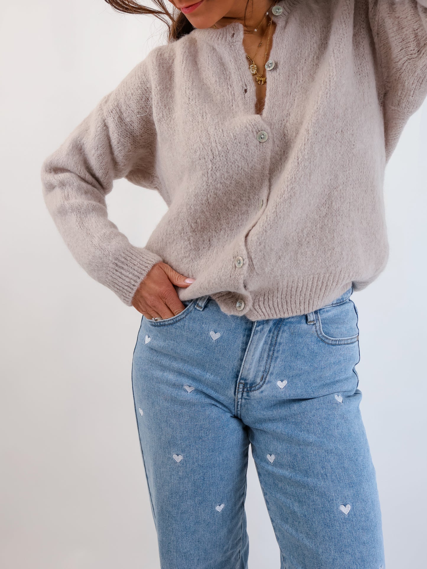 ★ Premium Alpaka Strickjacke Beige