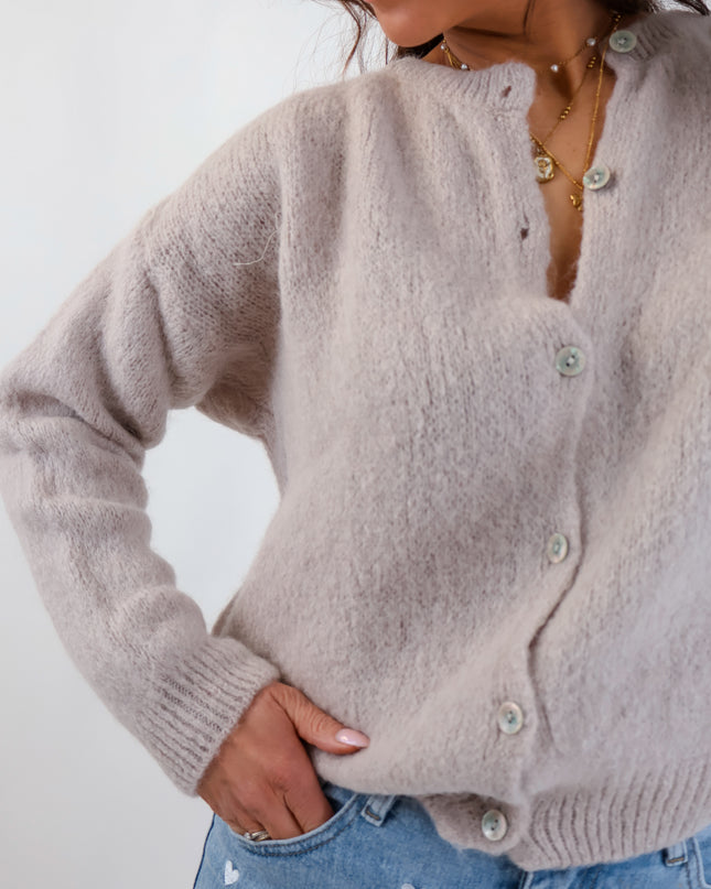 ★ Premium Alpaka Strickjacke Beige