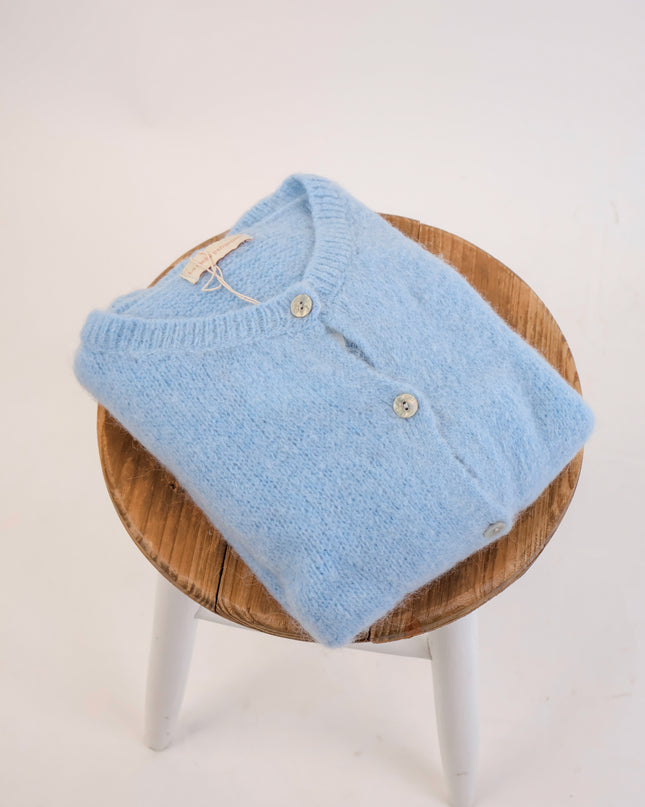 ★ Premium Alpaka Strickjacke Sky