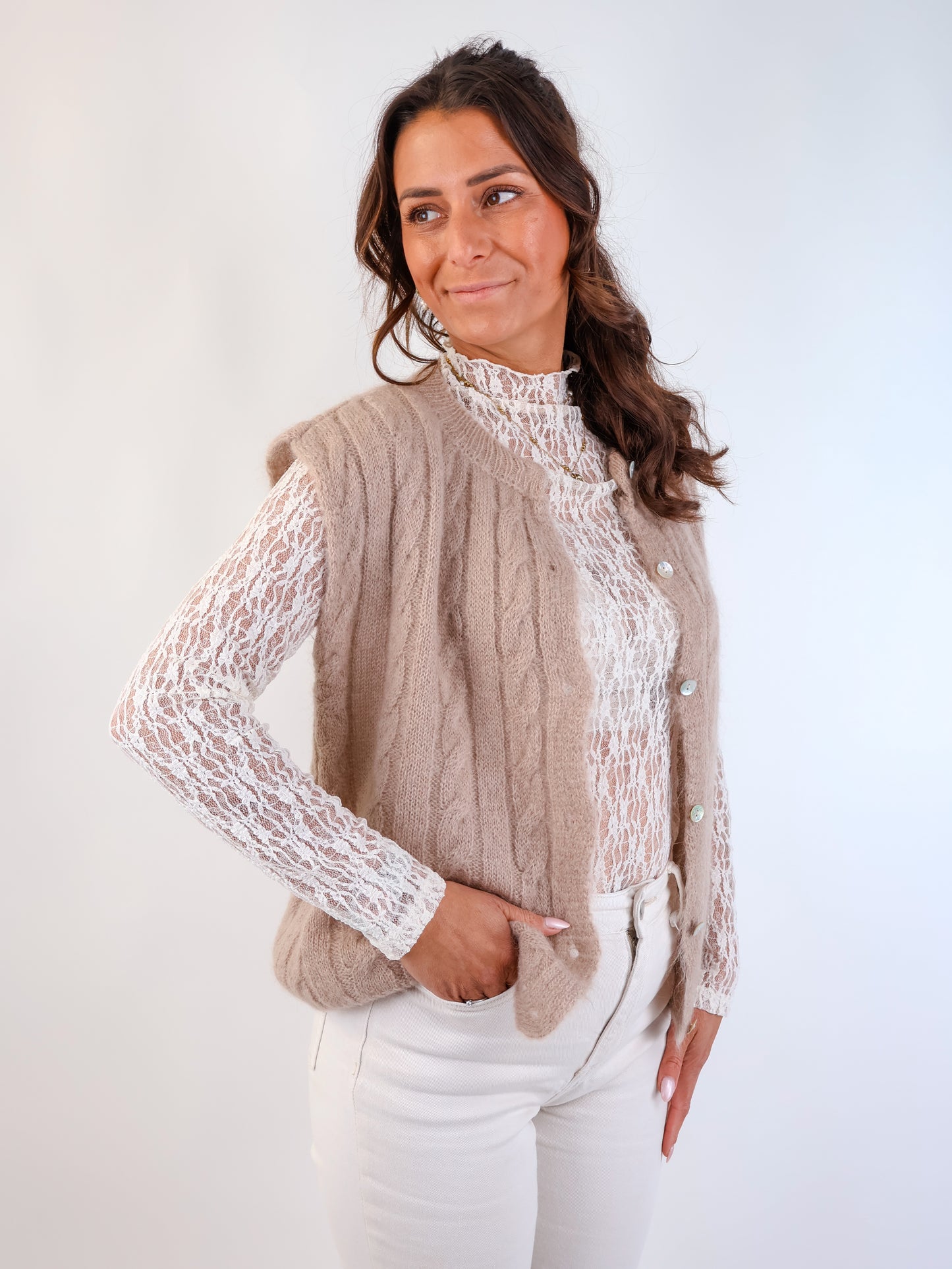 Antonella Strickweste Beige