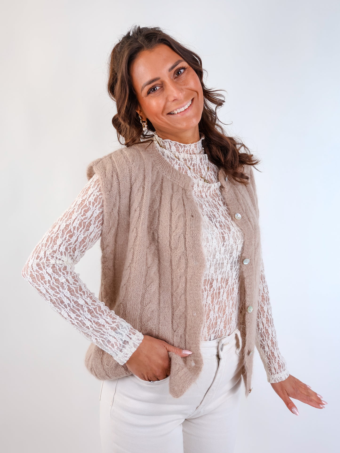 Antonella Strickweste Beige