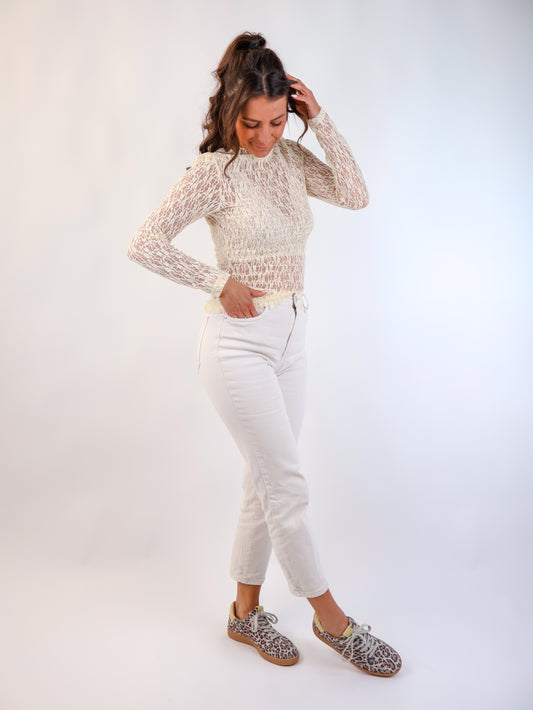 Spitzenoberteil Butter Yellow