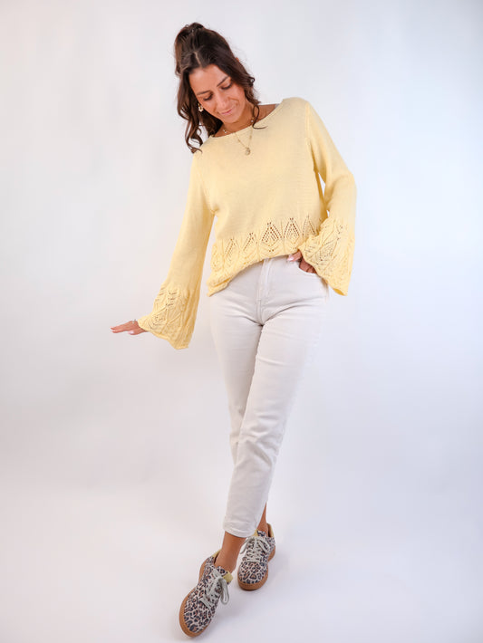 Soller Häckelpullover Butter Yellow