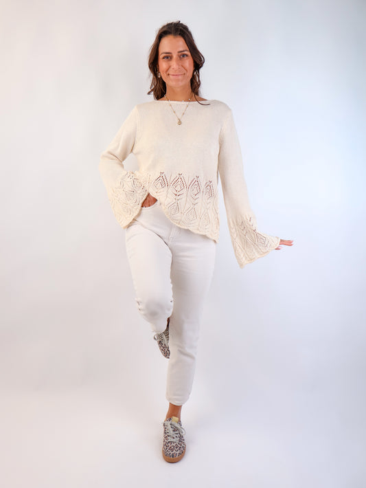 Soller Häckelpullover Creme
