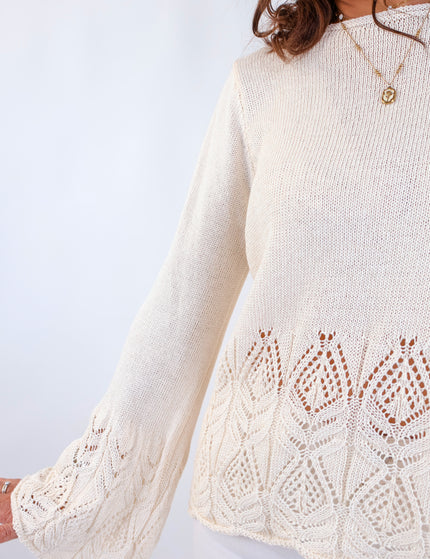 Soller Häckelpullover Creme